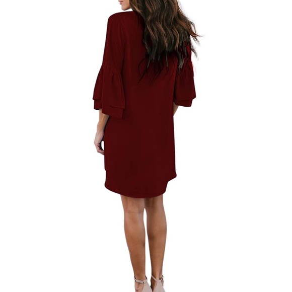 Women's Dress Sweet & Cute V-Neck Bell Sleeve - Picture 3 of 4